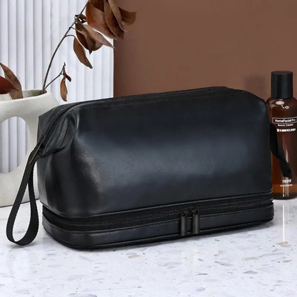 trousse de toilette homme noir en cuir