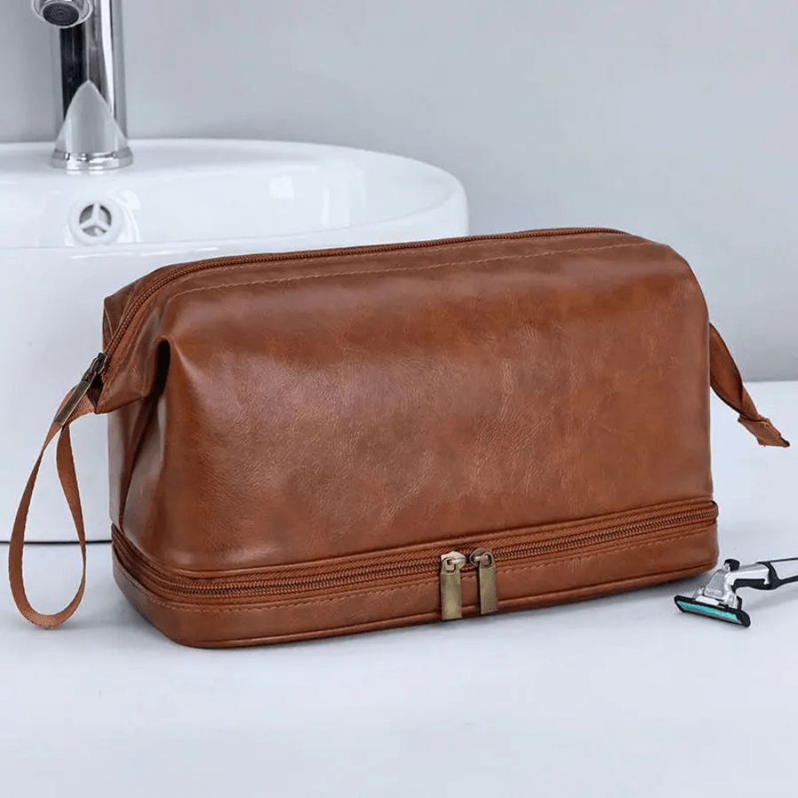 trousse de toilette homme cuir marron
