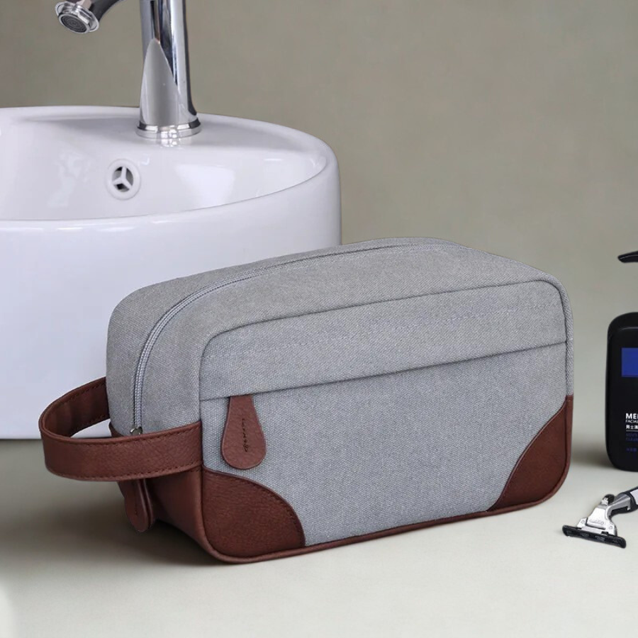 trousse de toilette homme gris