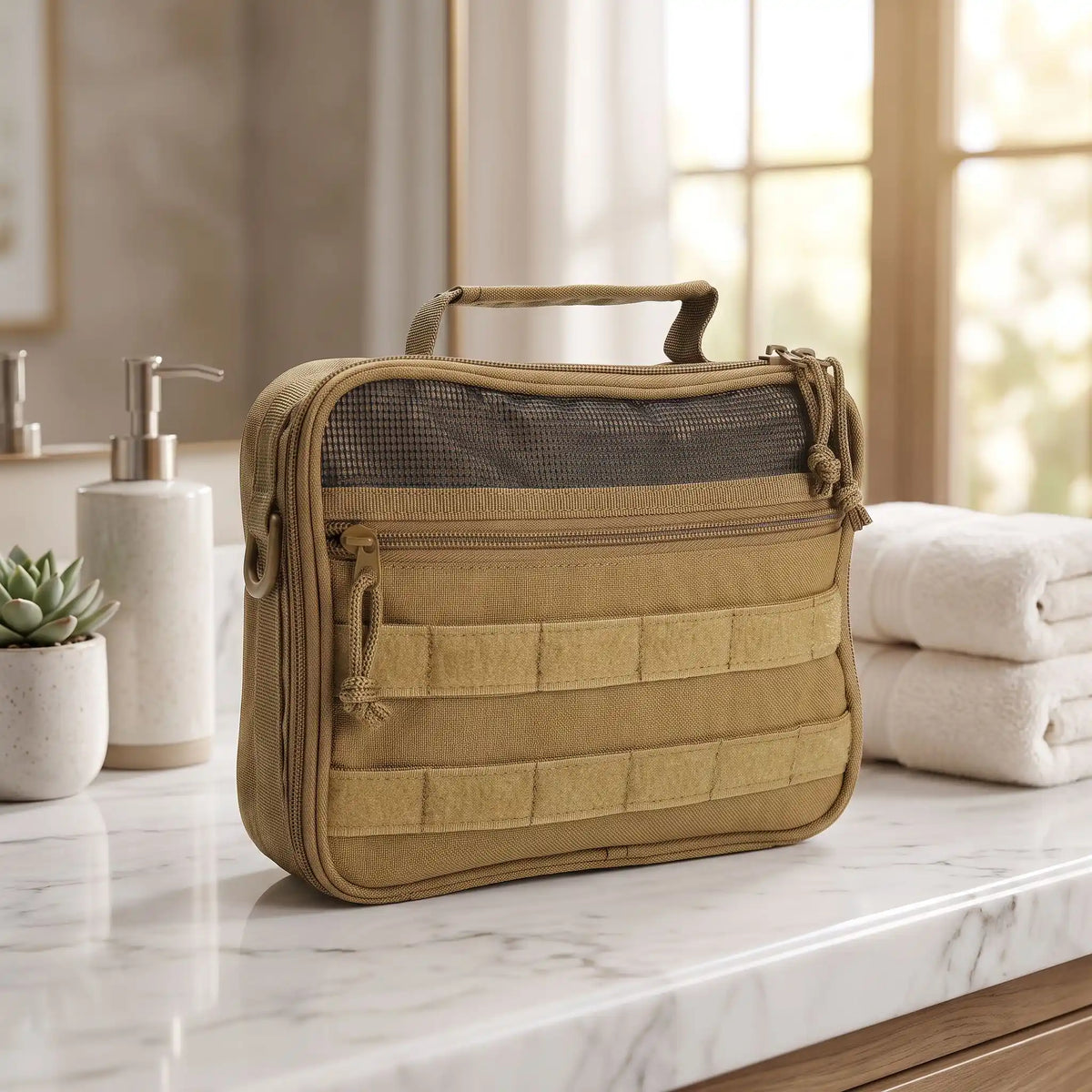 trousse de toilette homme voyage kaki avec motif