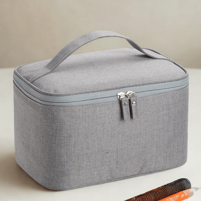 trousse de toilette homme gris avec poignée dessus