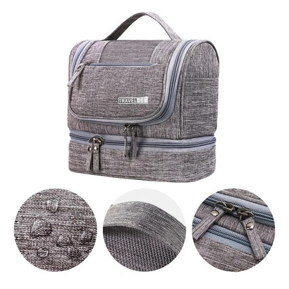 Trousse de Toilette gris poignée robuste imperméable  - La trousse Beauté