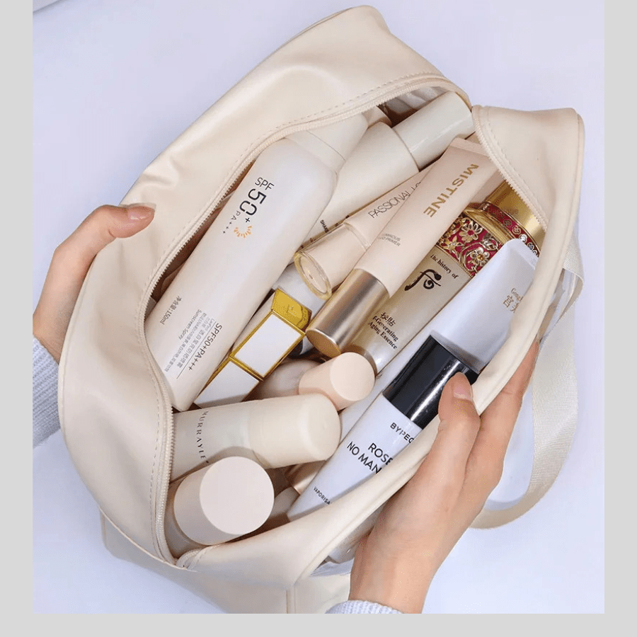 Trousse de toilette pour voyager grande ouverture sur le dessus