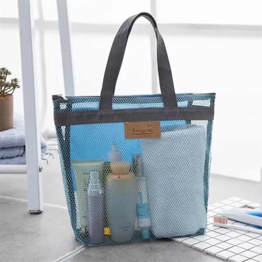 trousse de toilette pour voyager bleu en maille