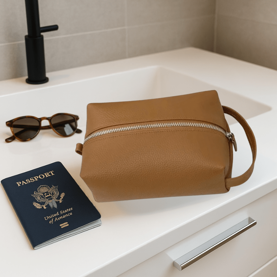 Trousse de toilette pour voyager marron salle de bain