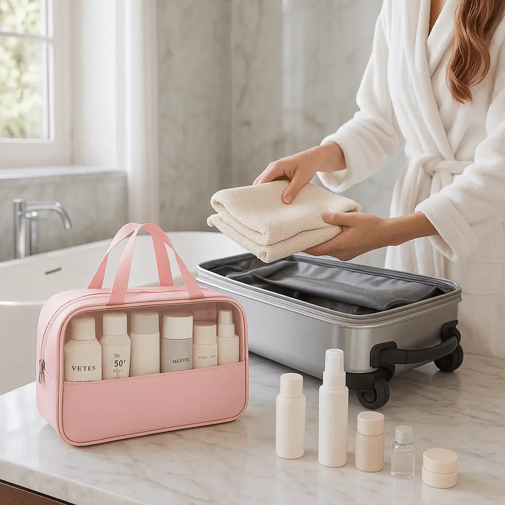 Trousse de toilette pour voyager rose pour voyager