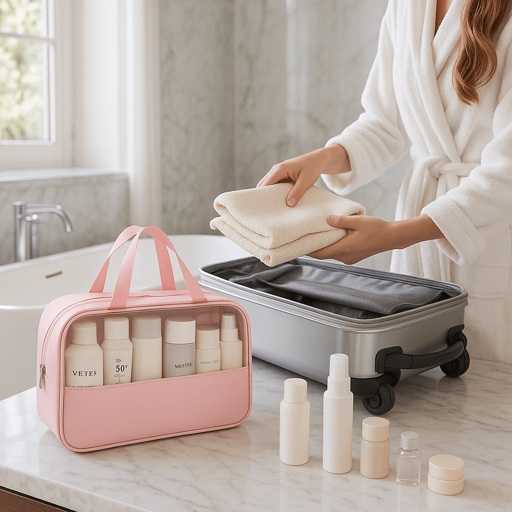 Trousse de toilette pour voyager rose pour voyager