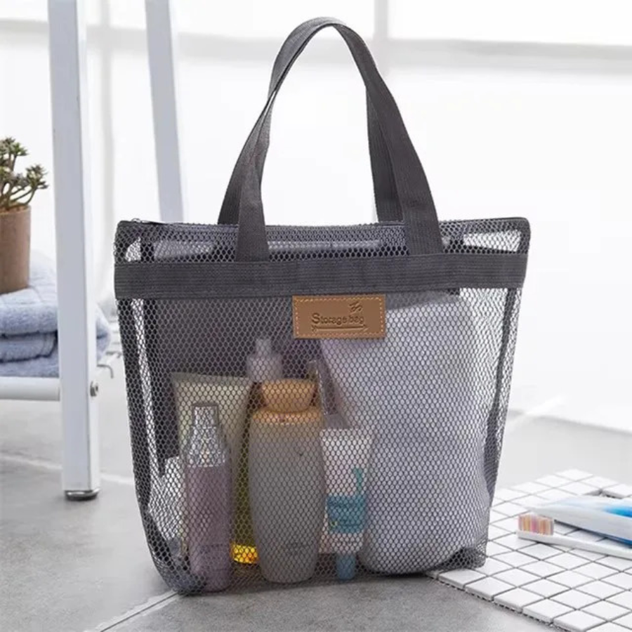 trousse de toilette pour voyager gris en maille