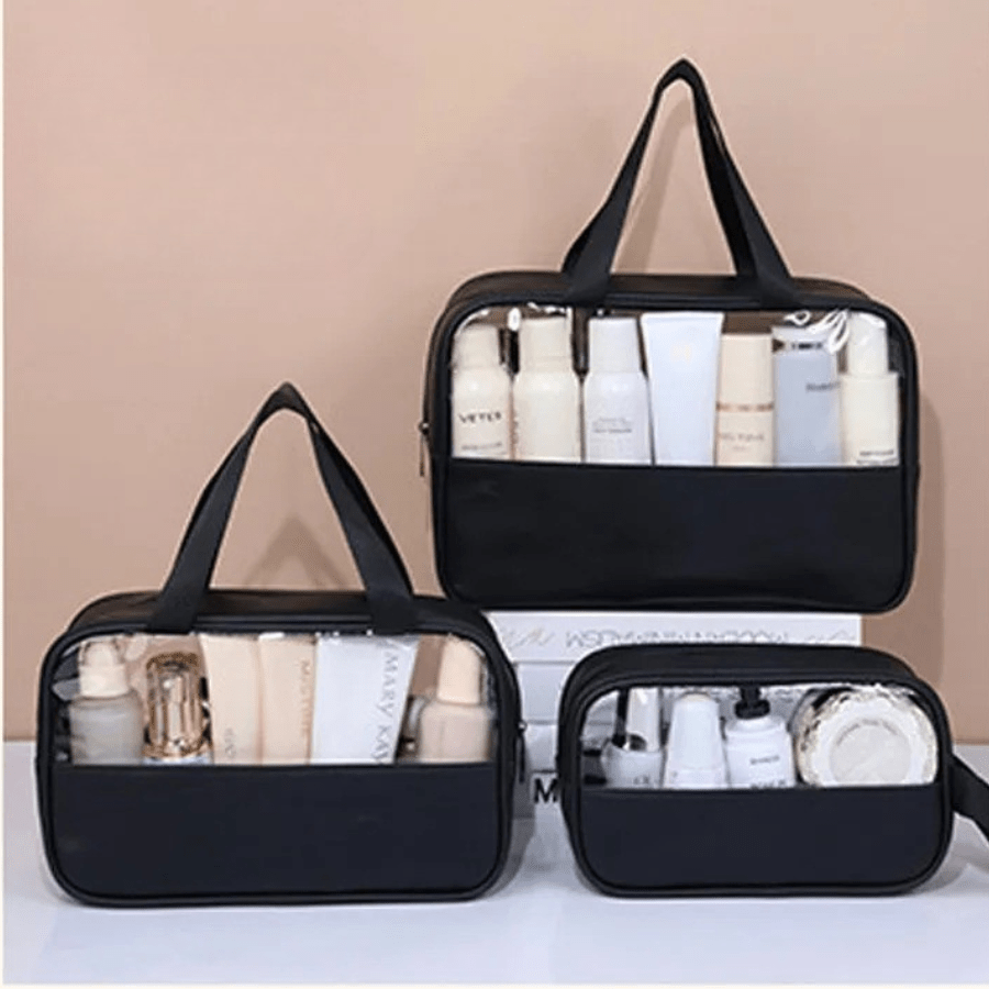 Trousse de toilette pour voyager ensemble de trois noir