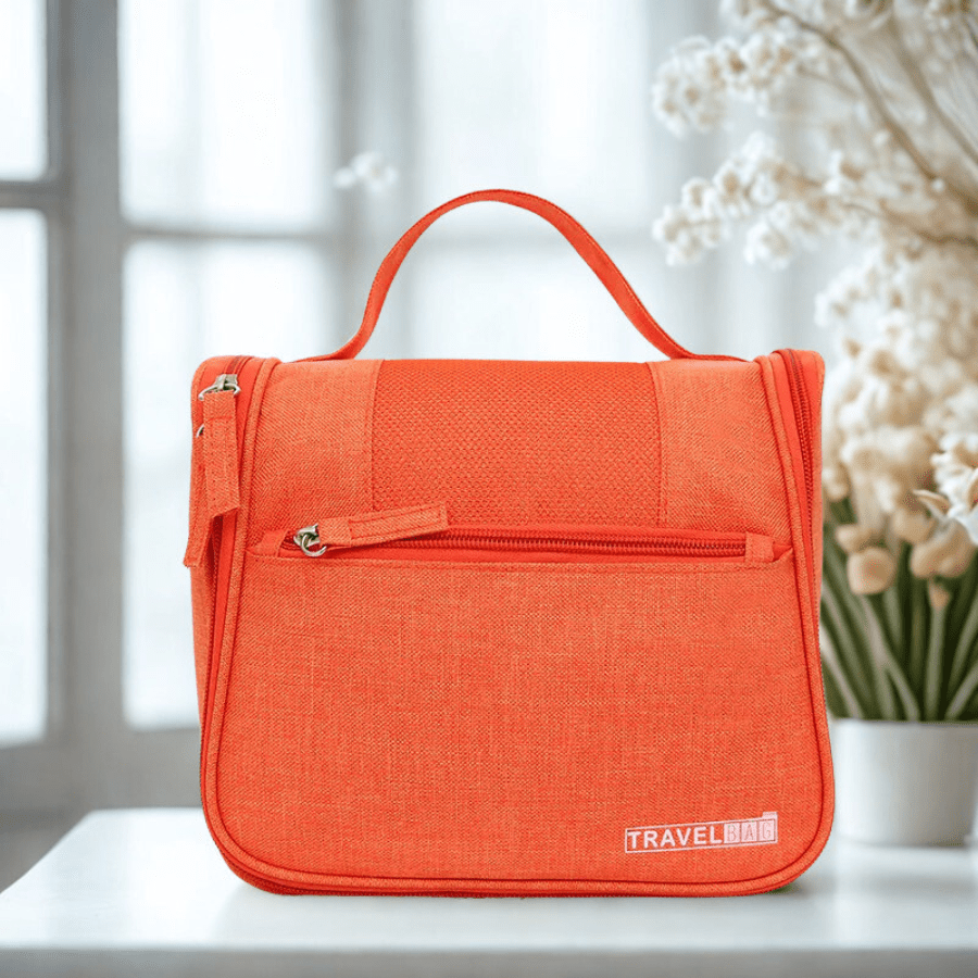 trousse de toilette suspendue orange