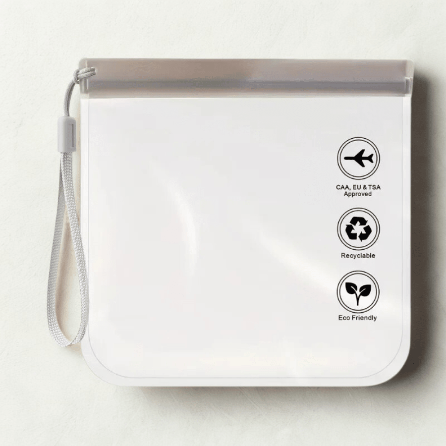 trousse de toilette transparente gris en pvc