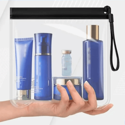 trousse de toilette transparente noir en pvc