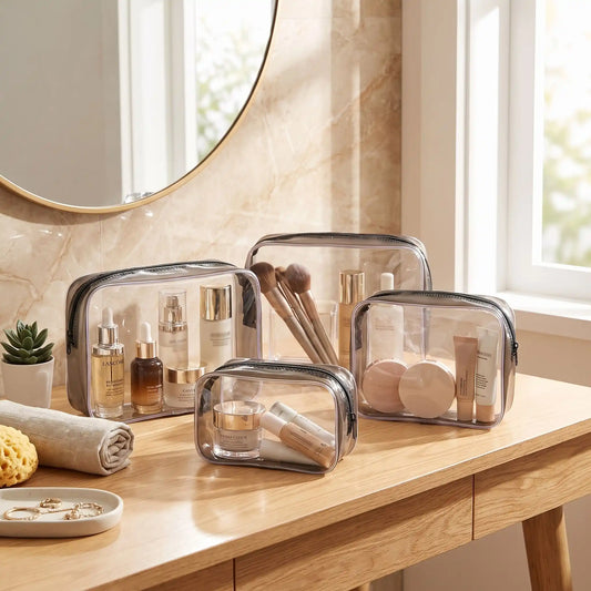 trousse de toilette transparente pour avion en pvc quatre formats