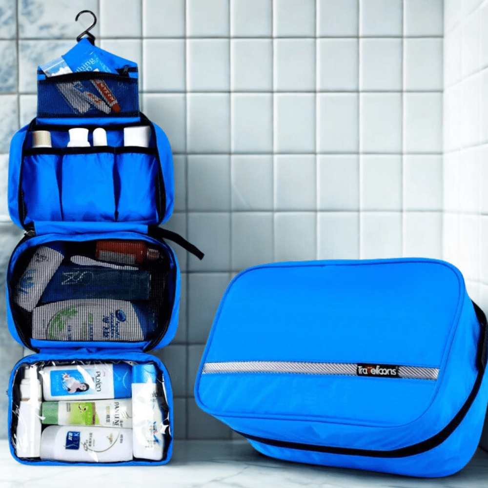 Trousse de Toilette  Unisexe bleu avec crochet- La trousse Beauté