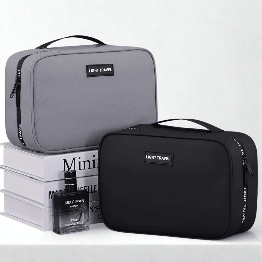 trousse de toilette voyage homme noir et gris