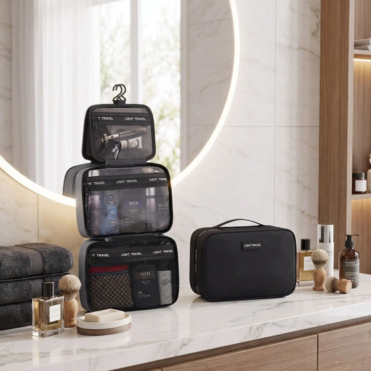 trousse de toilette voyage homme noir avec crochet
