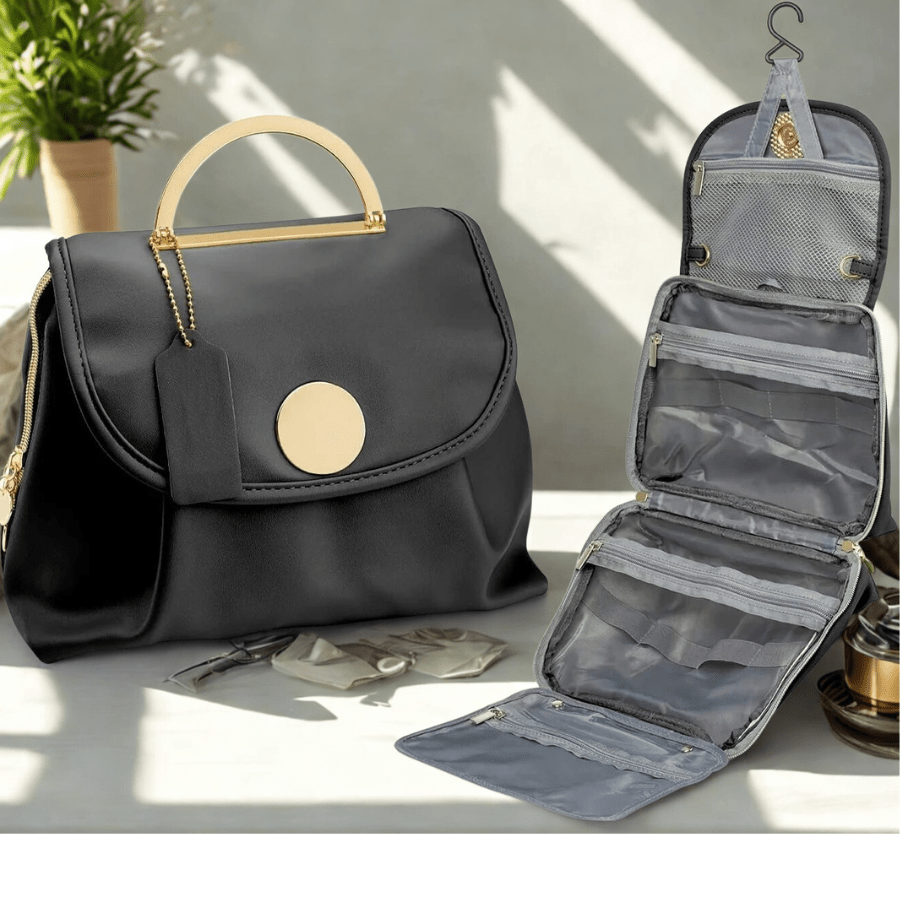 trousse de toilette voyage noir en cuir