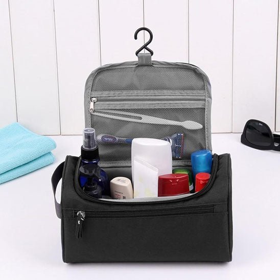 Trousse de toilette de voyage pour homme  Suspendre noir avec crochet- La trousse Beauté