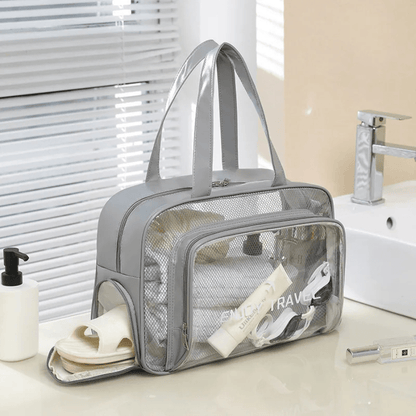 Trousse de voyage gris plastique transparent