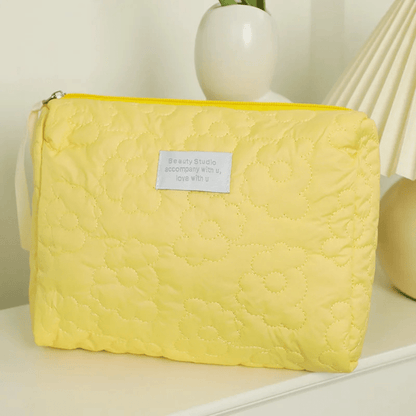 trousse maquilage jaune matelassée