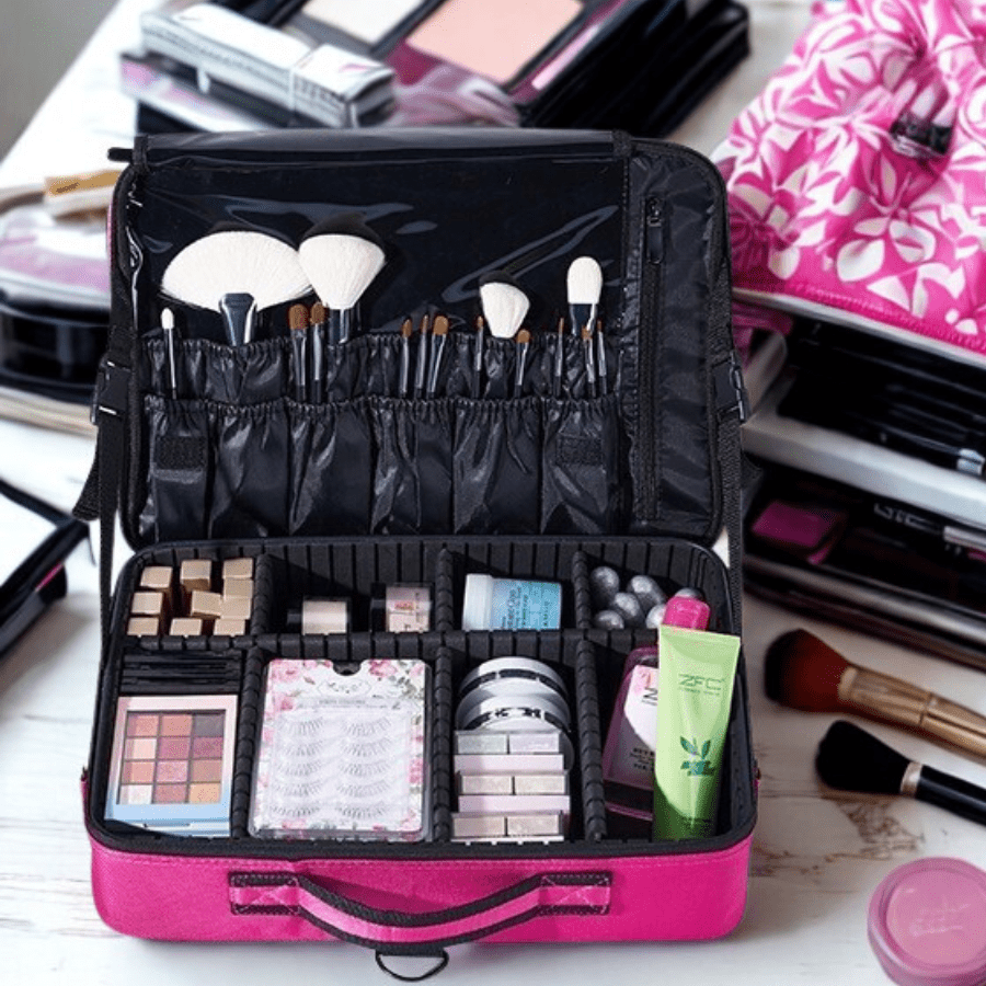 Trousse maquillage rangement Mallette Rose - La trousse Beauté