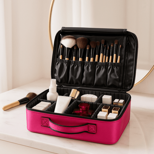 trousse maquillage mallette rose large