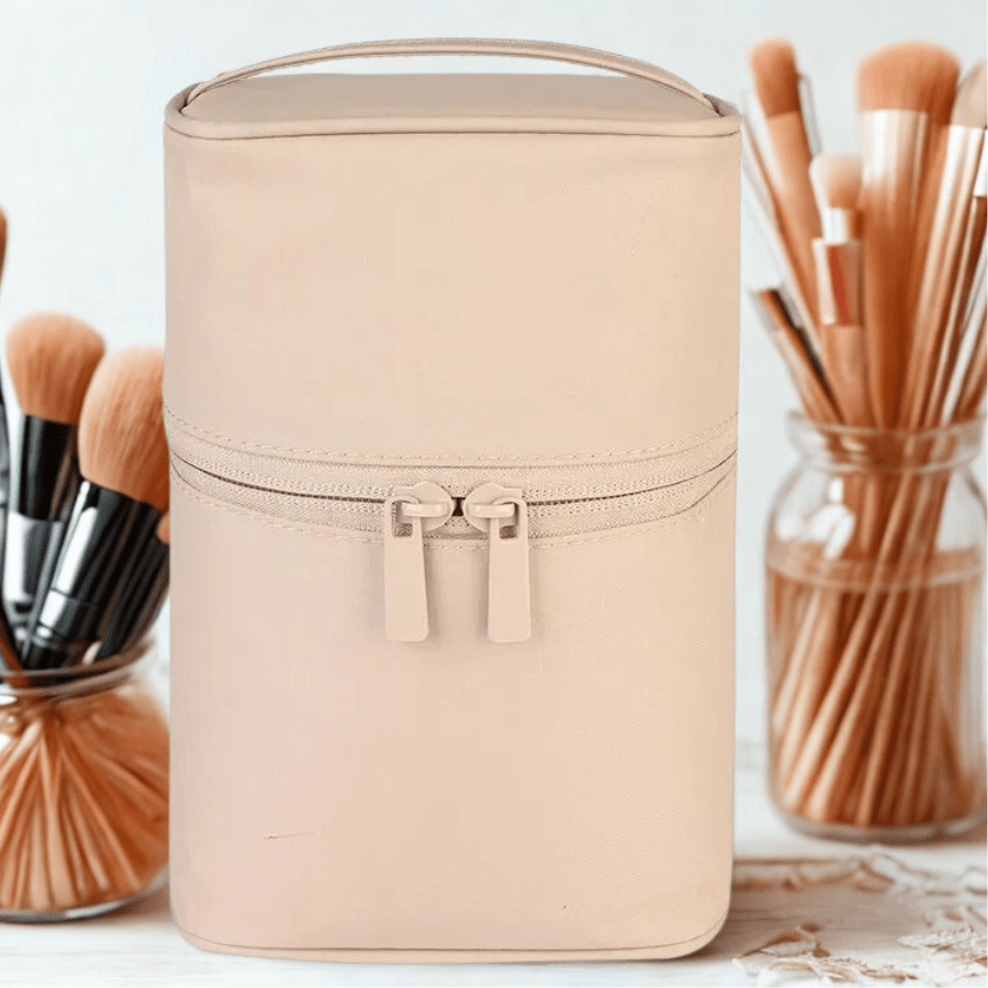 Trousse maquillage beige rosé compact