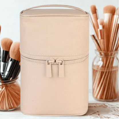 Trousse maquillage beige rosé compact