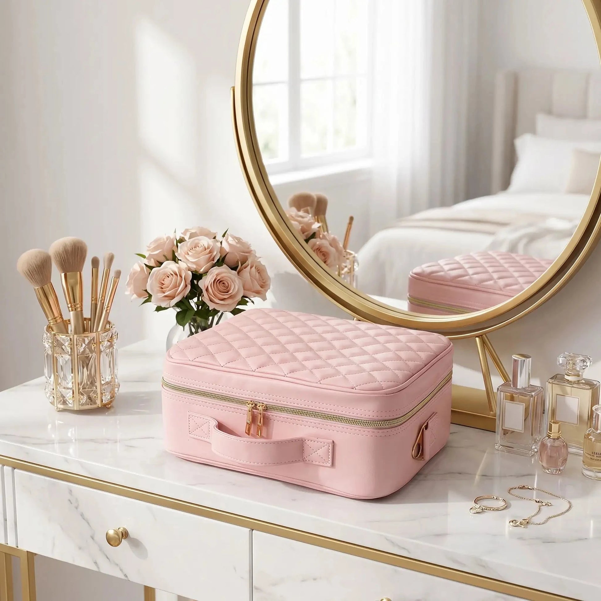 trousse maquillage professionnel rose