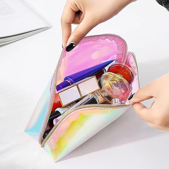 Trousse maquillage grande ouverture PVC holographique - La trousse Beauté