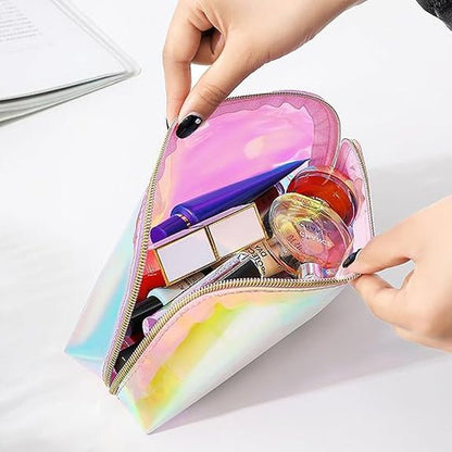Trousse maquillage grande ouverture PVC holographique - La trousse Beauté
