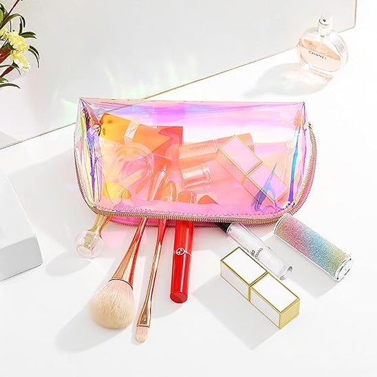 Trousse maquillage PVC holographique avec maquillage 