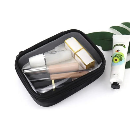 Trousse maquillage fermeture éclair noir dessus transparent