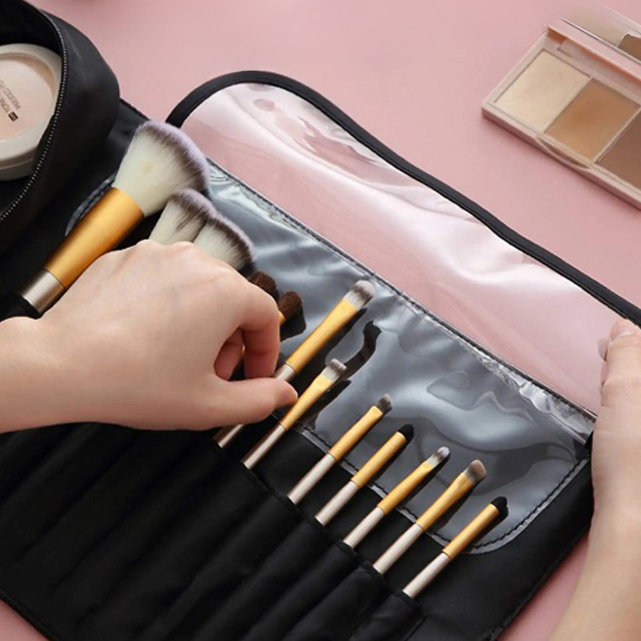 Trousse pour pinceau maquillage avec plastique étanche poussière
