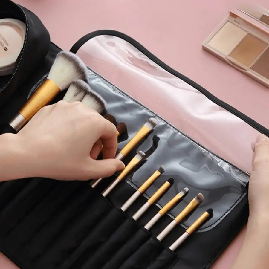 Trousse pour pinceau maquillage avec plastique étanche poussière