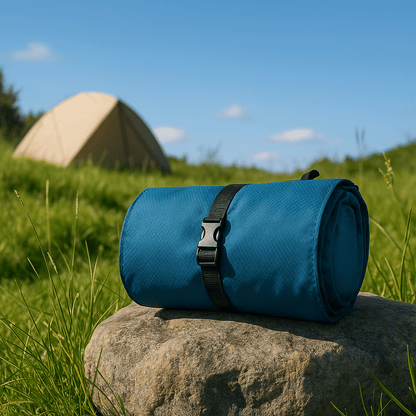 trousse toilette de voyage enroulé avec attache sécuritaire nature
