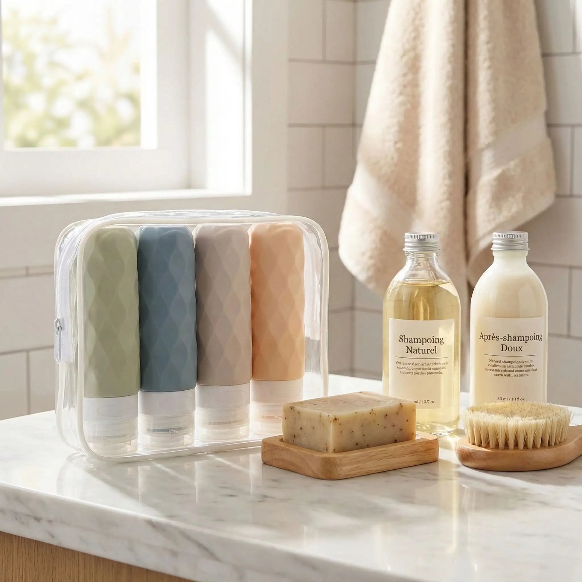 trousse toilette de voyage kit de remplissage en silicone