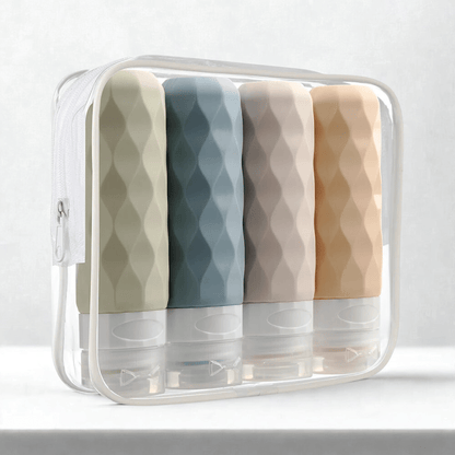 trousse toilette de voyage beige en silicone
