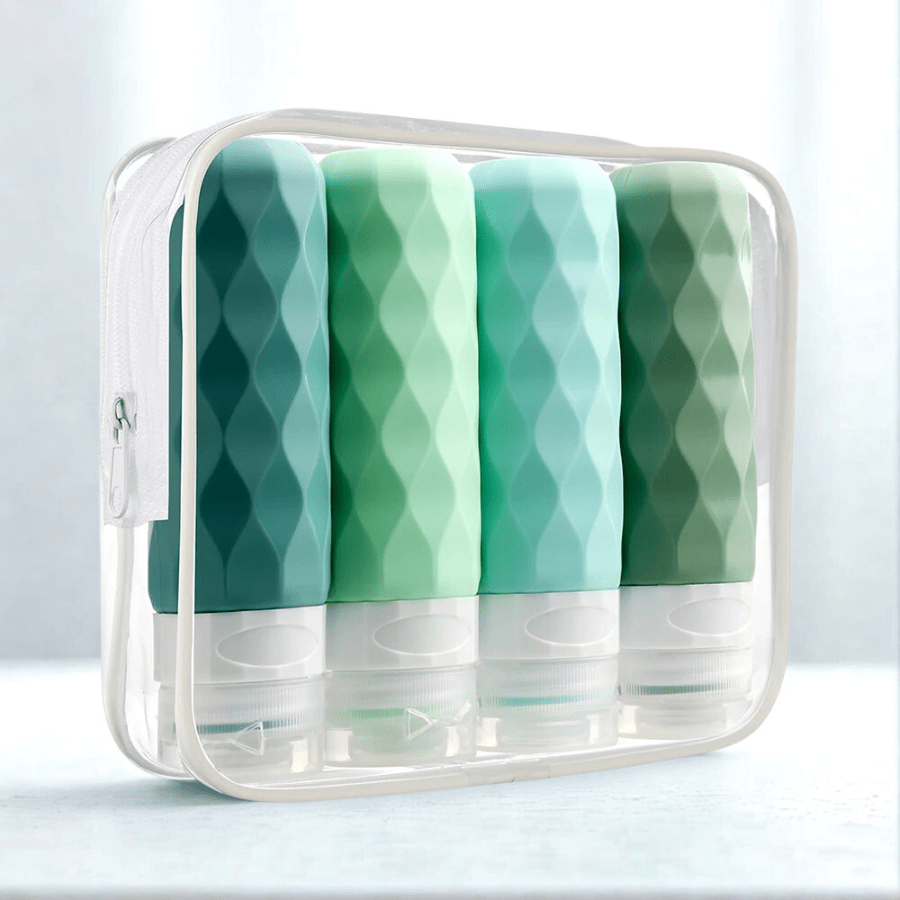 trousse toilette de voyage vert en silicone