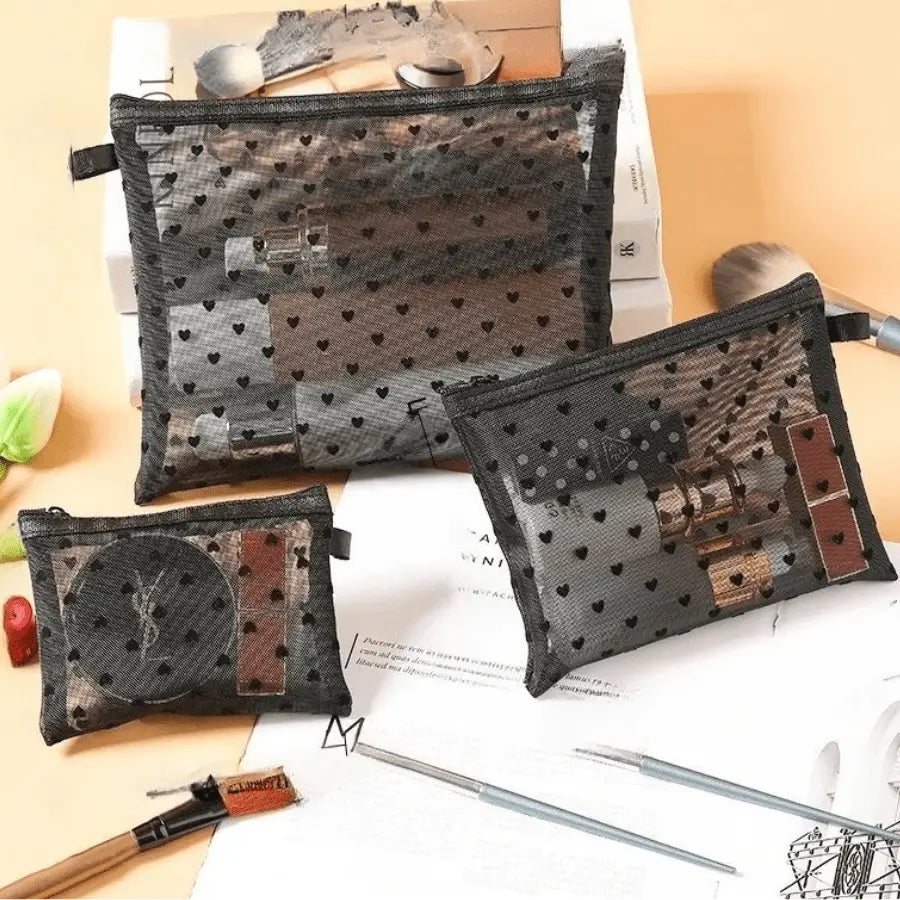Trousses de maquillage trois format petit moyen grand
