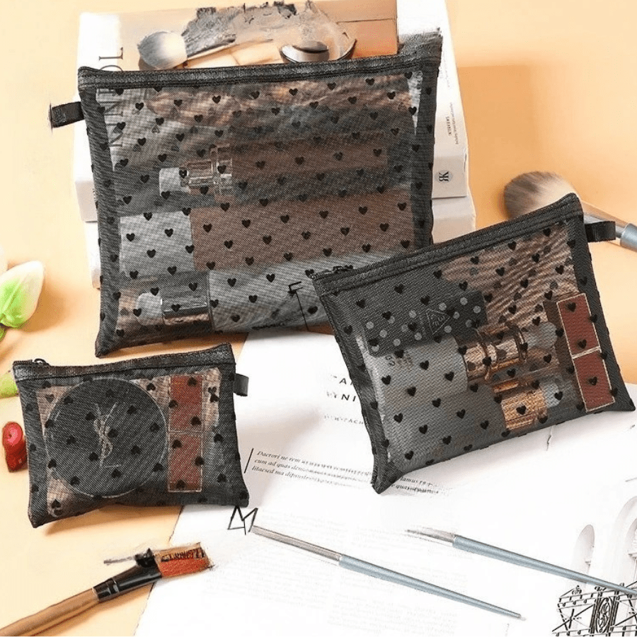 Trousses de maquillage trois format petit moyen grand