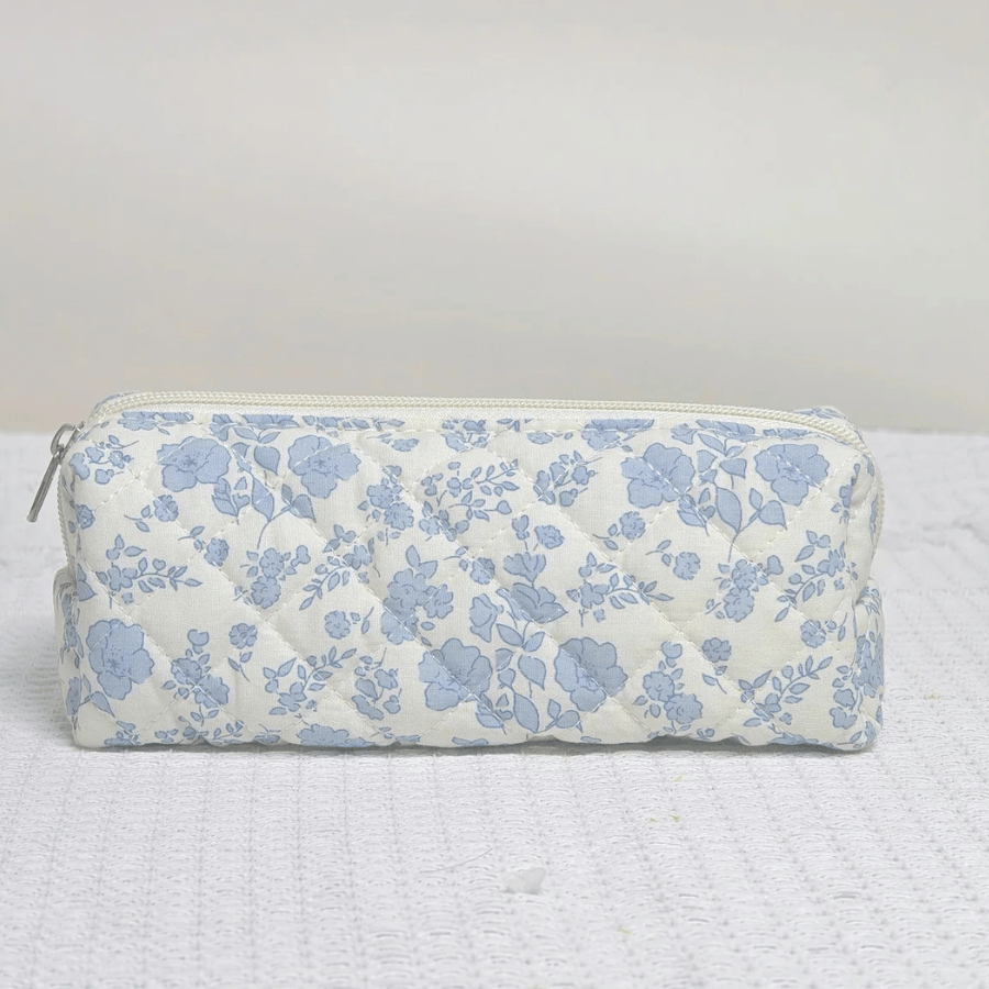 Trousses de maquillage petite fleuri bleu