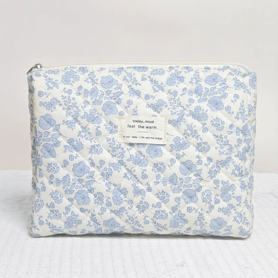 Tousses de maquillage bleu fleuri vintage moyen