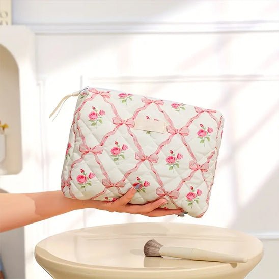 Trousse de maquillage moyen boucle rose