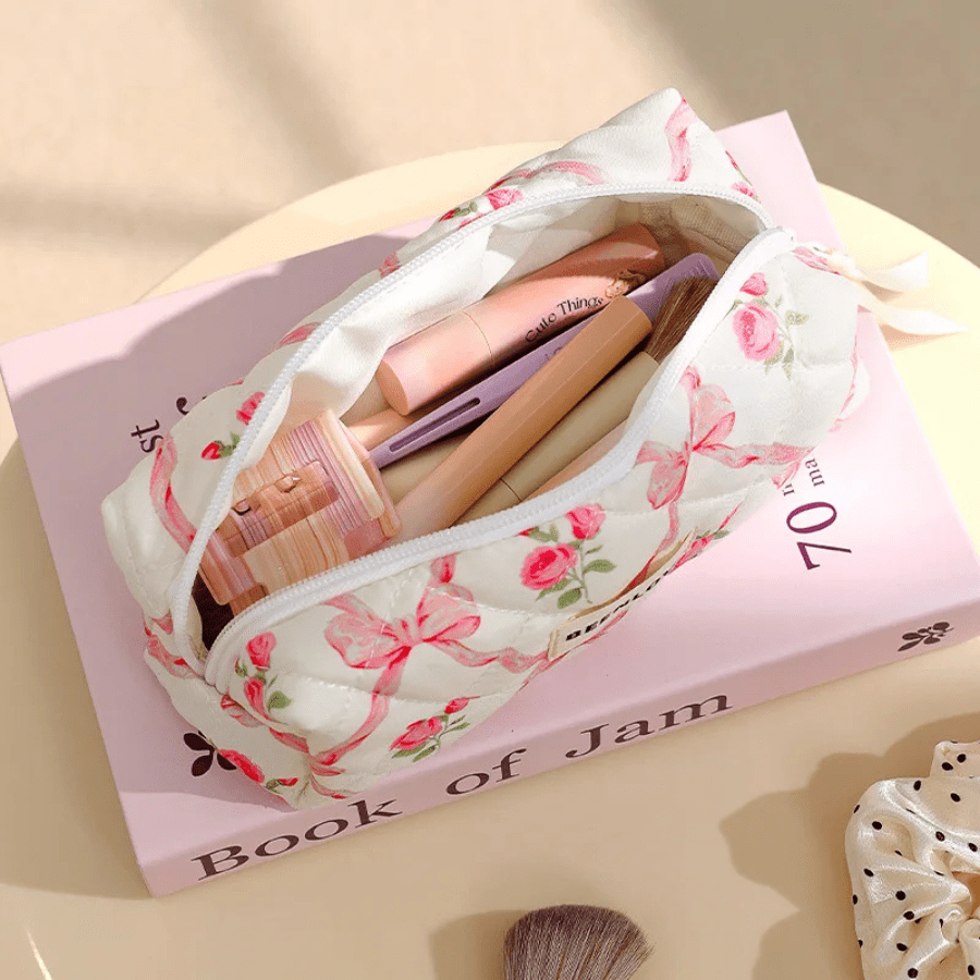 Trousses de maquillage rose boucle petit