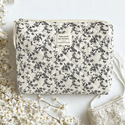 Trousse de maquillage moyen fleur noir