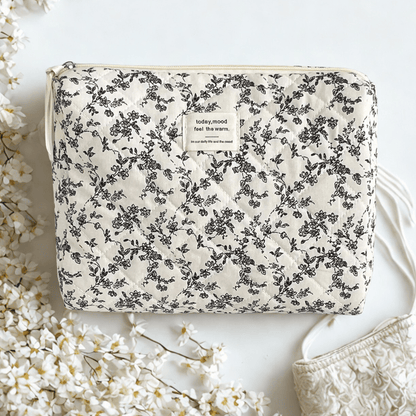 Trousse de maquillage moyen fleur noir