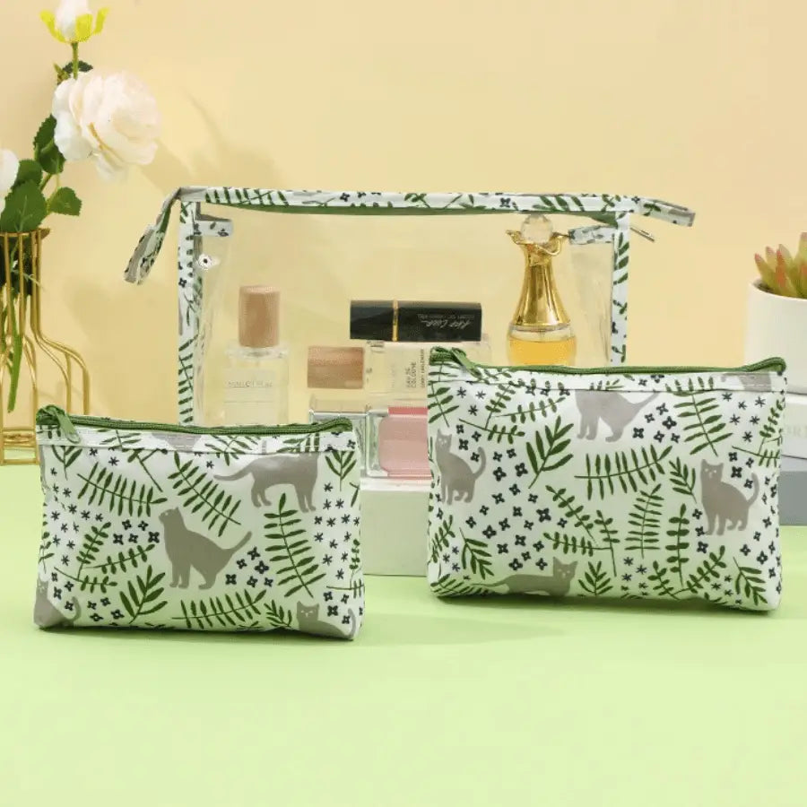 Trousse de maquillage avec motif de chat 