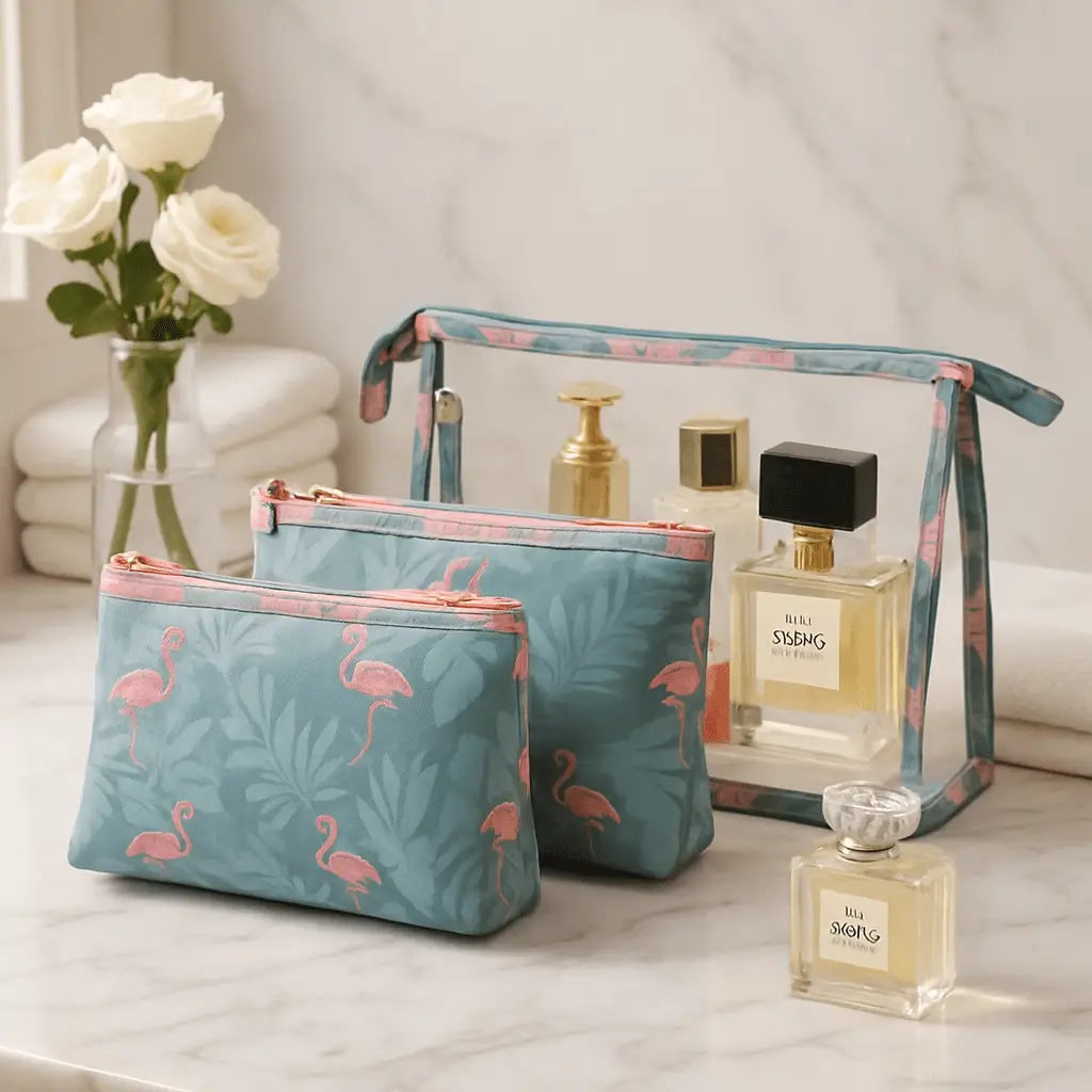 Trousses de maquillage avec motif flamant rose