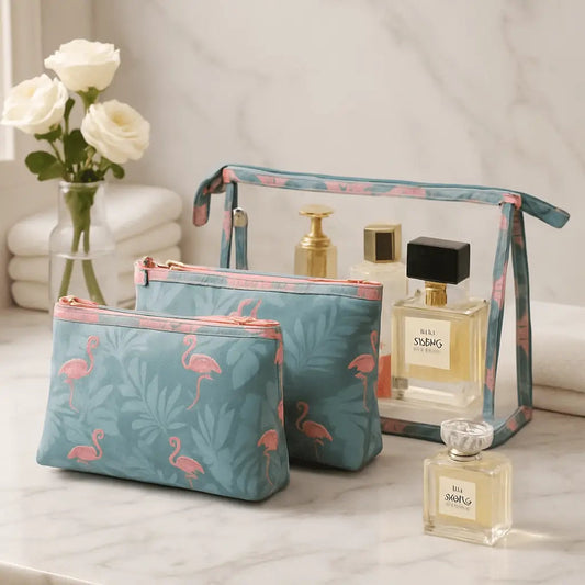 Trousses de maquillage avec motif flamant rose